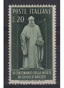 1950 9° Centenario della Morte di Guido d'Arezzo non Linguellato 1 Val Sassone 626